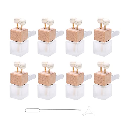 8 Packs Car Air Freshener Diffuser Bottle with Vent Clip Frosted Glass Perfume Diffuser Bottle Car Vent Outlet Essential Oil Fragrance Scent Diffuser Bottles Auto Ornament Decoration