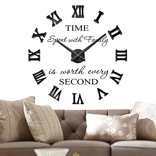VANGOLD Wall Clock Vintage Roman Numerals Wall Clocks for Living Room Decor, Decorative Wall Clocks Battery Operated (Black Wall Decor)