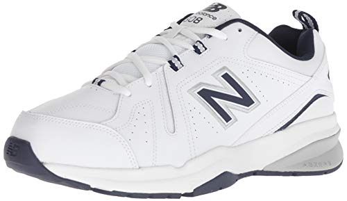 New Balance Men's 608 V5 Casual Comfort Cross Trainer, White/Navy, 11 X-Wide