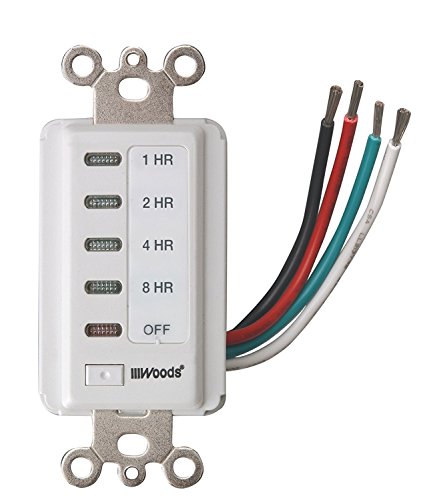 Woods 59013 In- In-Wall Timer, 120 V, 15 A, 2, 4, 8, 12 Hr Off Off, 8-Hour
