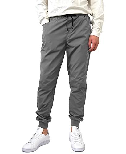 Southpole Men's Quick Dry Basic Nylon Jogger Pants, Lightweight, Water Resistant, Grey, X-Large