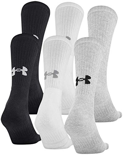 Under Armour Adult Training Cotton Crew Socks, Multipairs , True Gray Heather 2 (6-Pairs) , Medium