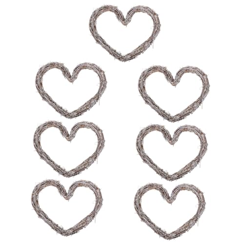 NOLITOY 7pcs Christmas Vine Circle Heart Grapevine Wreath Vine Branch Wreath Floral Hoop Ring Grapevine Wreath Ring Rattan Photo Frame Macrame Rings Decorations Rattan Circle Front Door