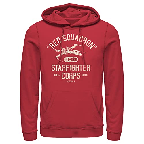 STAR WARS Men's Rebel X-Wing Starfighter Corps Collegiate Pull Over Hoodie - Red - X Large