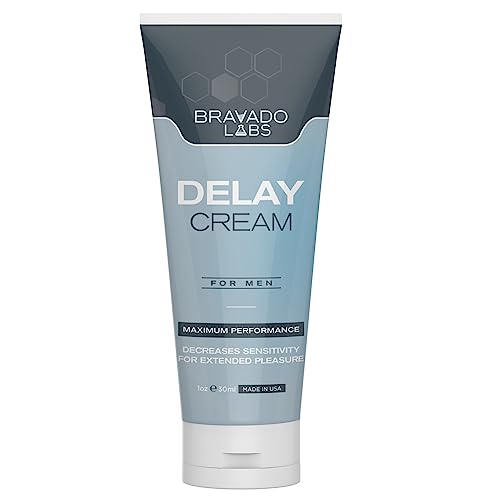 Bravado Labs Premium Delay Cream - Advanced Male Desensitizer Numbing Cream - with 4% Lidocaine - Stay Hard and Last Longer In Bed For Men - Climax Control Prolong Duration Cream - 1 oz (30 mL)