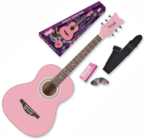 Daisy Rock Debutante Junior Miss Acoustic Bubble Gum Pink Guitar Starter Pack