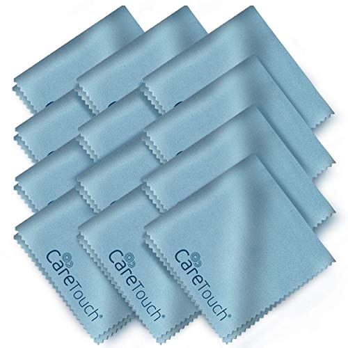 Care Touch Microfiber Cleaning Cloths, 12pk - Glasses Cleaner Wipes - Eye Glass Clean Cloths - Screens, Lenses, Phones, and Eyeglass Cleaner Wipes - Lint Free Microfiber Glasses Cleaner Cloth, 6' x 7'