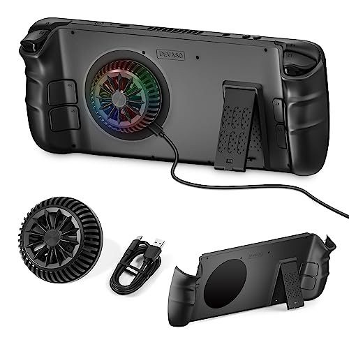 DEVASO Back Plate with Semiconductor Cooler for Steam Deck, Replacement Shell Case with Magnetic Cooling Fan, Heat-Dissipation Accessories Set for Steam Deck (Black, S)