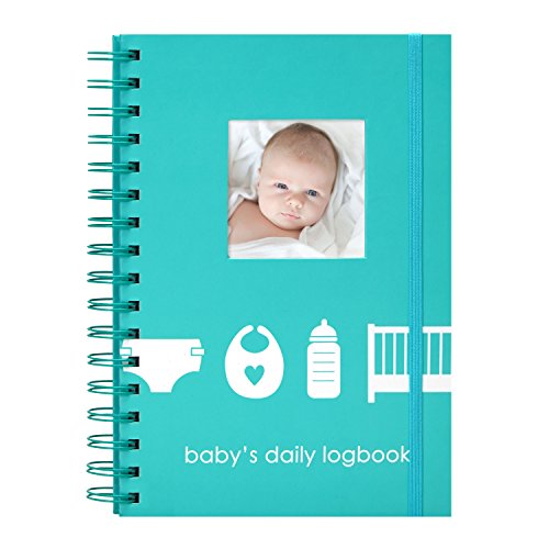 Pearhead Baby’s Daily Log Book, Easy to Fill Pages to Track and Monitor Your Newborn Baby’s Schedule, Daily Tracker For New Parents, Teal