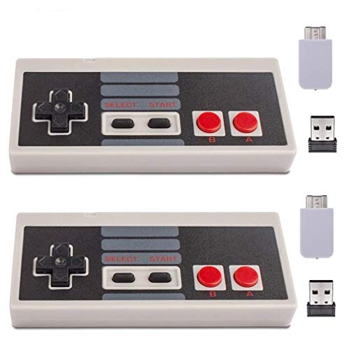 Honwally Wireless Controller for Mini NES Classic Edition(Not Work with Copied Console) - Upgraded Turbo Function, With USB Wireless Adapter Compatible with PC, Mac OS, Raspberry PI (2 Packs)