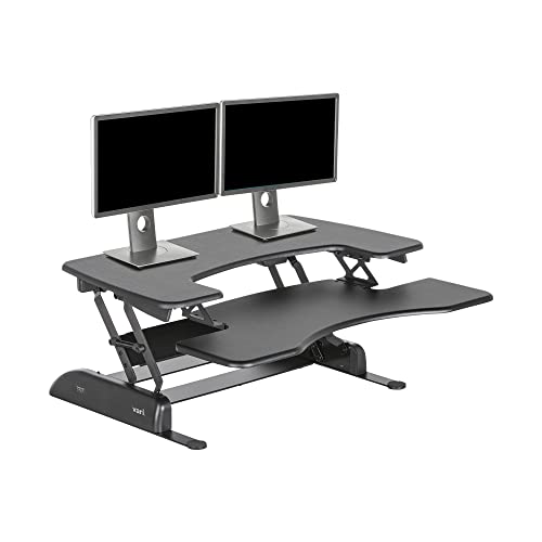 Vari VariDesk Pro Plus 36 - Adjustable Desk Converter with 11 Height Settings - Laptop Sit Stand Desk Riser for Table Tops and Home Office- Fully Assembled with Spring Loaded Lift- Black
