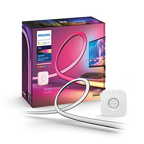 Philips Hue Play Gradient PC Lightstrip Starter Kit Including Hue Bridge [for 24-27 Inch Screens] LED Smart Lighting. Sync for Entertainment, Gaming and Media.