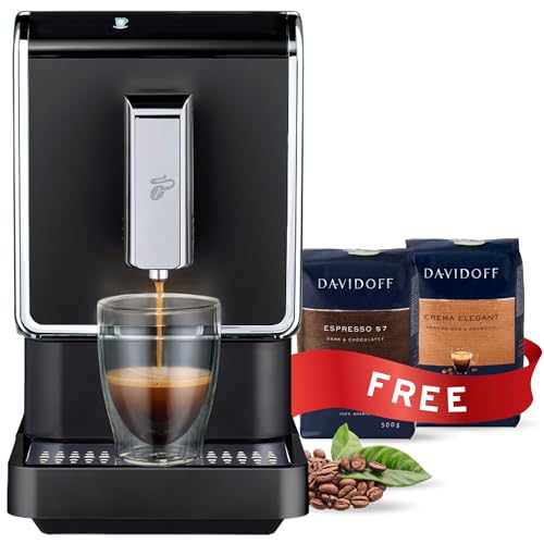 Tchibo Single Serve Coffee Maker - Automatic Espresso Coffee Machine - Built-in Grinder, No Coffee Pods Needed - Comes with x2 17.6 Ounce Bags of Whole Beans