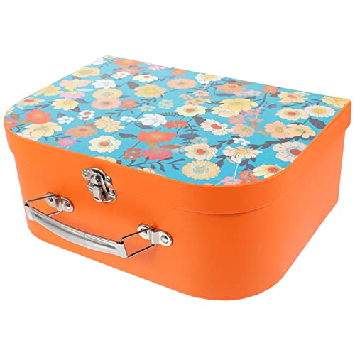 Alipis Paperboard Suitcases Floral Storage Box Mini Luggage Decorative Boxes, Small Toy Organizer Cardboard Suitcase Box with Handle