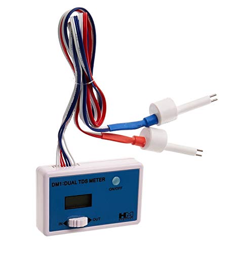 HM Digital DM-1 In-Line Dual TDS Monitor, 0-9990 ppm Range, +/- 2% Readout Accuracy,Blue & White