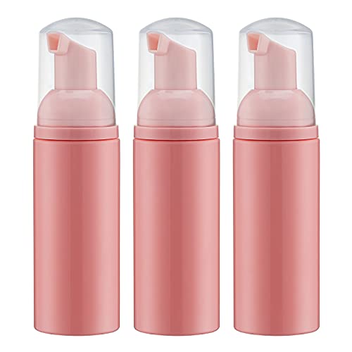 Tekson Soap Foam Bottle (Pink Pump), Empty Travel Foaming Lash Shampoo for Cleanser, Dispenser (60ml, 2 fl oz)