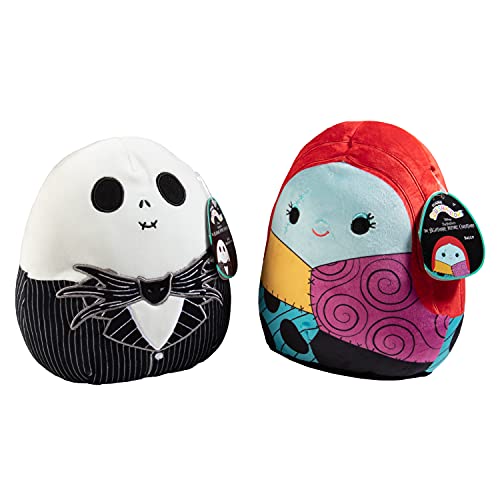 SQUISHMALLOW 8' Jack and Sally - Nightmare Before Christmas Official Kellytoy Halloween - Cute and Soft Plush Stuffed Animals -Set of 2 - Great Gift for Kids - Ages 2+