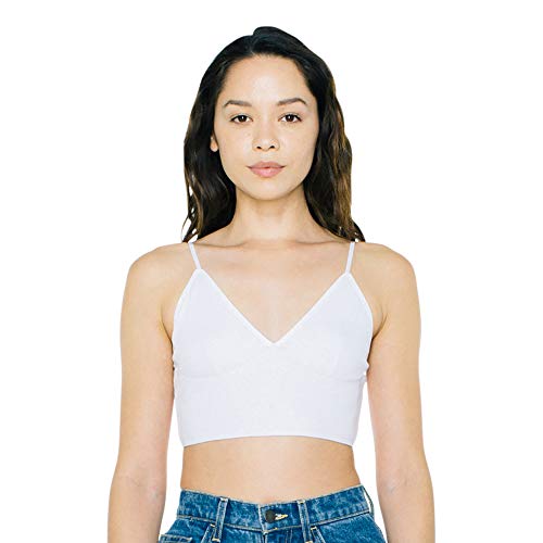 American Apparel Women's Cotton 2x2 Sofia Bralette, White, X-Small/Small