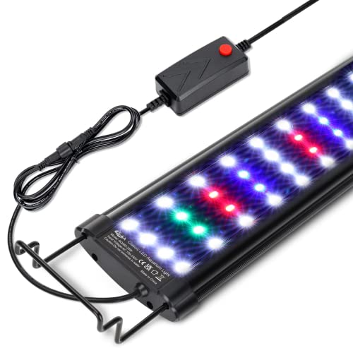 AQQA Aquarium Light,Full Spectrum LED Fish Tank Lights,12'-54' Adjustable Multi-Color White Blue Red Green LEDs with Extendable Brackets,14W-31W for Freshwater Plants 17W(18'-24')