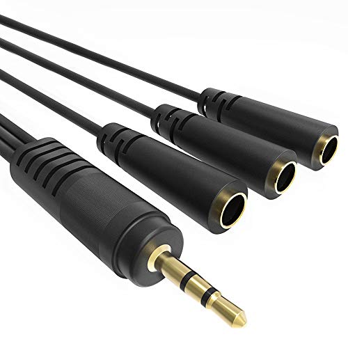 Ancable 9 Inch 3.5mm (1/8') Male to 3X Female Stereo Splitter Audio Cable, 3 Way Splitter Gold-Plated