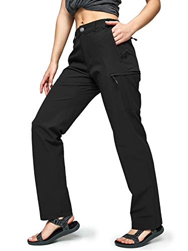 MIER Women's Quick Dry Cargo Pants Lightweight Tactical Hiking Pants with 6 Pockets, Stretchy and Water-Resistant, Black, 2