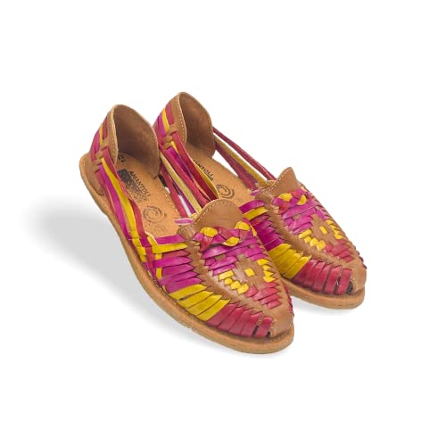 Amantoli - Women 100% Artisan Hand Made Mexican Leather Hipster Model Puebla Closed Toe Sandal/Huarache Artesanal - Hecho a Mano En Mexico (US 7)