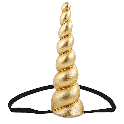 Love Sweety Shiny Unicorn Horn Elastic Headband Cosplay Costume Easter Headpiece (A Golden)