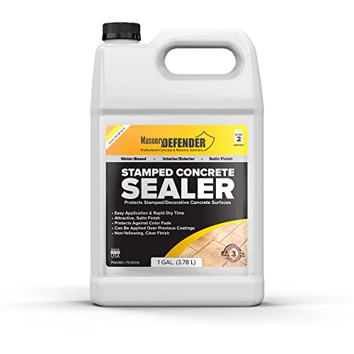 Stamped Concrete Sealer, 1 Gal - Clear, Water-Based, Satin Finish Sealer for Decorative Concrete Surfaces