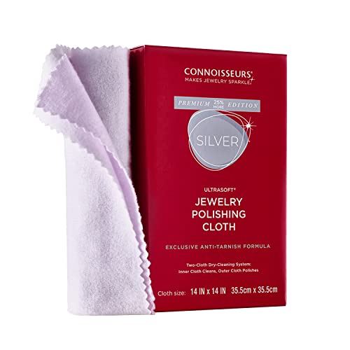 CONNOISSEURS Premium Edition Extra Large 14x14 Ultrasoft Silver Jewelry Polishing Cloth with Anti-Tarnish, Value Size 14x14 Inches