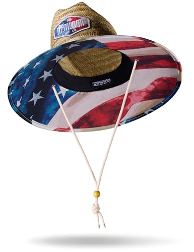 Straw Hat for Men & Women | Lifeguard Hat, Beach Hat & Sun Hat | UPF 50+ Wide Brim for Sun Protection | One Size | Liberty | Hemlock