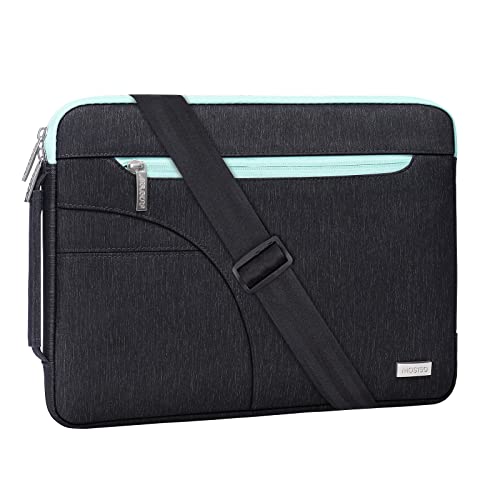 MOSISO Laptop Shoulder Bag Compatible with MacBook Air/Pro, 13-13.3 inch Notebook, Compatible with MacBook Pro 14 inch M3 M2 M1 2023-2021,Polyester Briefcase Sleeve with Front Arc Pocket, Blue