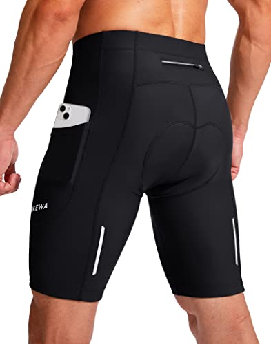 Bike Shorts for Men 3D Padded Bicycle Cycling Underwear Road Biking Biker Mountain Riding Cycle UPF 50+ Shorts Zipper Pockets?Black Large
