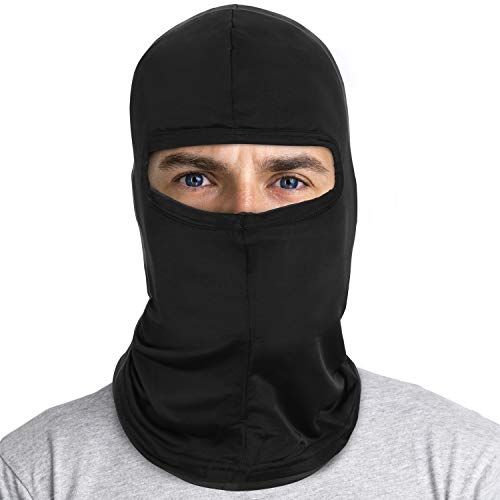 Silk Balaclava Face Mask Men - Breathable Under Helmet Wear Windproof Motorcycle Balaclava (Black - 1 Pack)