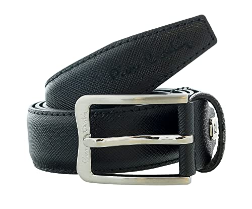 Pierre Cardin Black Textured Classic Silver D-Ring Adjustable Belt Adjustable Mens Belt-30 for Mens