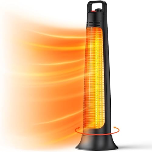 FLOWBREEZE Patio Heater, Portable Outdoor Heater, 1200W, 3S Instant Heating, Infrared Heater with 60°Oscillating, 180min Timer, Tip-over Protection, Super Quiet Electric Heater for Indoor Outdoor Use