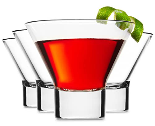 Godinger Martini Glasses, Cocktail Glasses, Margarita Glasses, Dessert Cups, Italian Made Martini Glass Cocktail Glass Set of 4, 8oz, Made in Italy