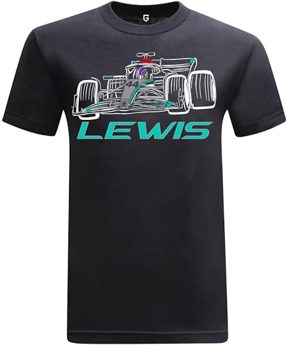 Game Garment Formula Racing Driver Fuel Race Car Sports Fan Men's Graphic T-Shirt - (Lewis #44 - X-Large) - Black