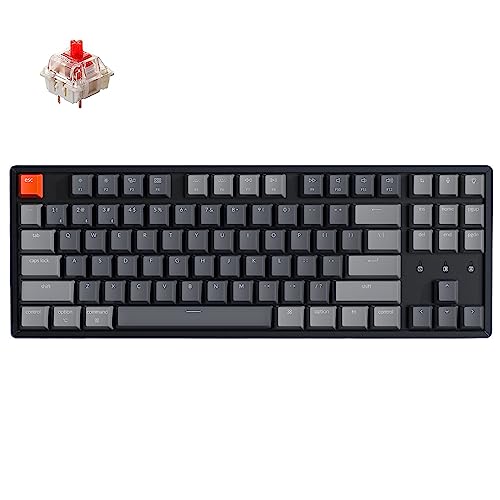 Keychron K8 Wireless Bluetooth/USB Wired Mechanical Keyboard, Hot-swappable Tenkeyless 87 Keys RGB LED Backlit Gateron Red Switch N-Key Rollover, Aluminum Frame for Mac and Windows