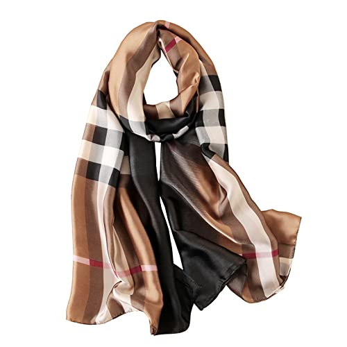 Myneiyi Fashion Scarves Scarf 100% Silk Feeling Scarf Silk Like Scarves Long Lightweight Sunscreen Shawls for Women