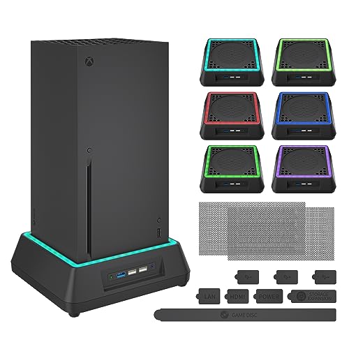 Cooling Fan for Xbox Series X Mviioe Cooling Stand with LED Indicator, Extra Big Turbo Fan, USB 2.0 Ports For Gaming Console (Only Compatible with Xbox Series x)