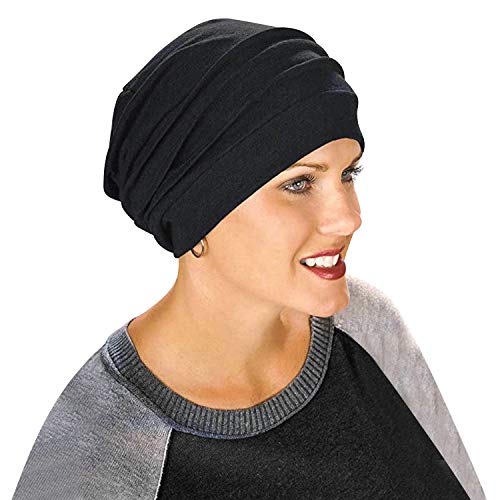 Night Sleep Cap Bonnets Skull Cap Headwear Turban Hair Loss Breathable Wrap Cooking Warmer Bald Cover Cotton Girl Elastic Slouchy Beanie Hat Black
