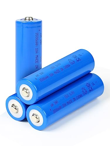 Amityke 3.7V Rechargeable Battery 3500mAh Button Top Batteries 4Pack Li-ion Battery Large Capacity Batteries for Headlamp LED,Flashlight,Electronic Devices etc