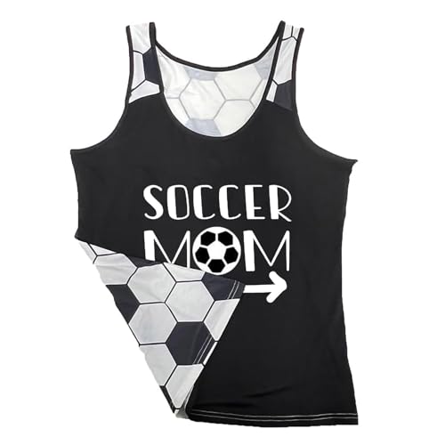 Wirziis Womens Summer Tank Tops Casual Soccer Mama Graphic Workout Tank Tops Teen Girls Sleeveless Crew Neck Blouses Plain