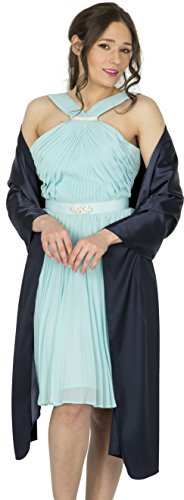 BlackButterfly Satin Shawl Bridesmaid Wedding Wrap Scarf (Midnight Blue)