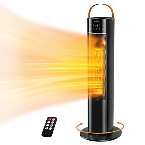 26' Space Heater for Large Room, Grelife 1500W PTC Oscillating Electric Heater with Thermostat, Remote, Overheat&Tip-Over Protection, 12H Timer, Portable Ceramic Heater for Indoor Use Bedroom Office