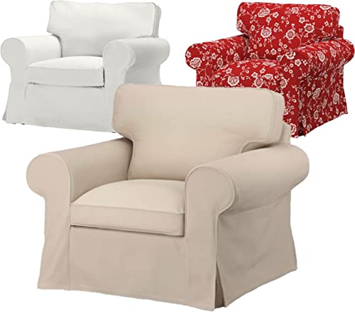 Generic Sofa Cover Replacement That Fits IKEA Ektorp, Color: HALLARP Beige ( NOT Nordvalla Dark Beige ! ), Chair Cover, Ottoman Cover, Love Seat Cover, 3-seat Cover, Love Seat with Chaise Cover