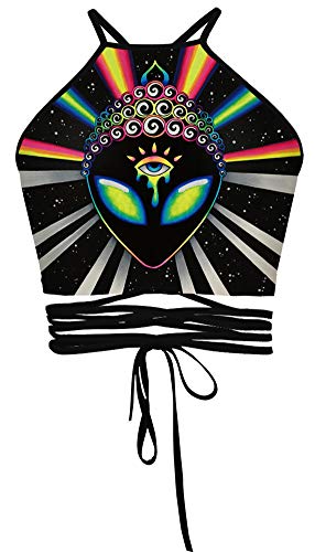 Sister Amy Women's Halter Cross Hollow Boho Bandage Camis Crop Top Vest