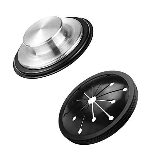 KUFUNG Sink Stopper, Universal Kitchen Sink Stopper Garbage Disposal Drain Stopper Brushed Stainless Steel Rubber STP-SS for Insinkerator, Kitchenaid, Kohler, Waste King (Silver+Black)