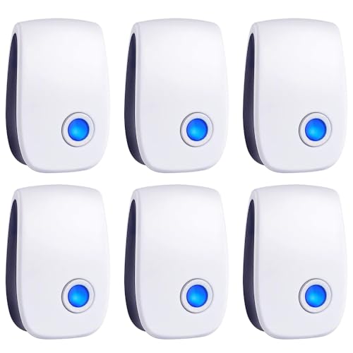 Ultrasonic Pest Control Repeller 6 Packs, Electronic Plug in Sonic Repellent Pest Control for Bugs Insects Roaches Mice Spiders Rodents Mosquitoes