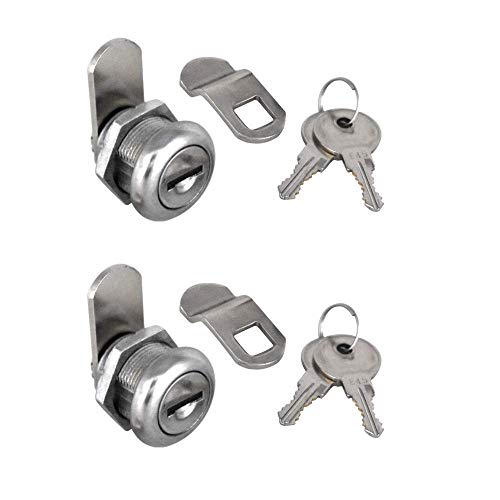 2Pcs Cabinet Cam Lock Keyed Alike Tool Box Locks 5/8' Cylinder for Truck Pickup Tool Box Vending Machine Drawer Tool Box Mailbox ATM Locks Replacement